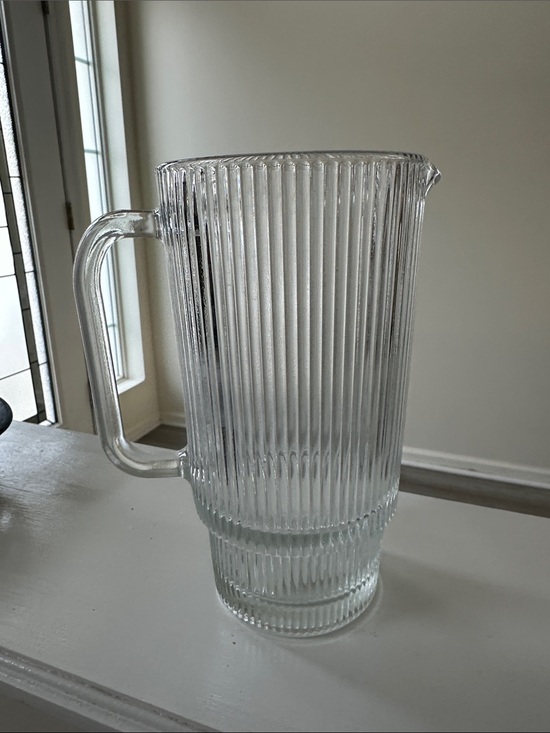 Other - Clear Ribbed Glass Pitcher - Home Dining